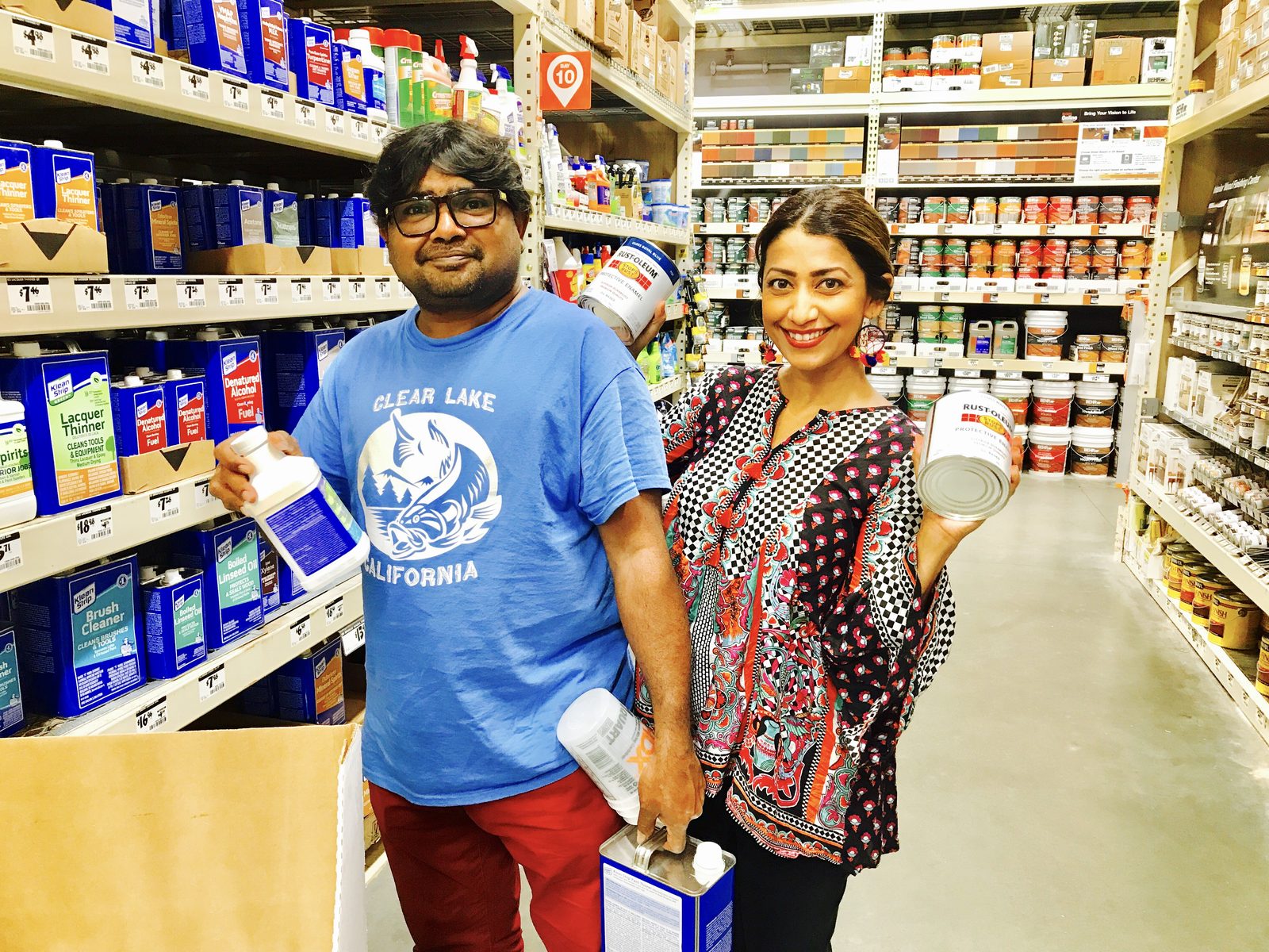 Sanam Azeem with truck artist Haider Ali buying paint